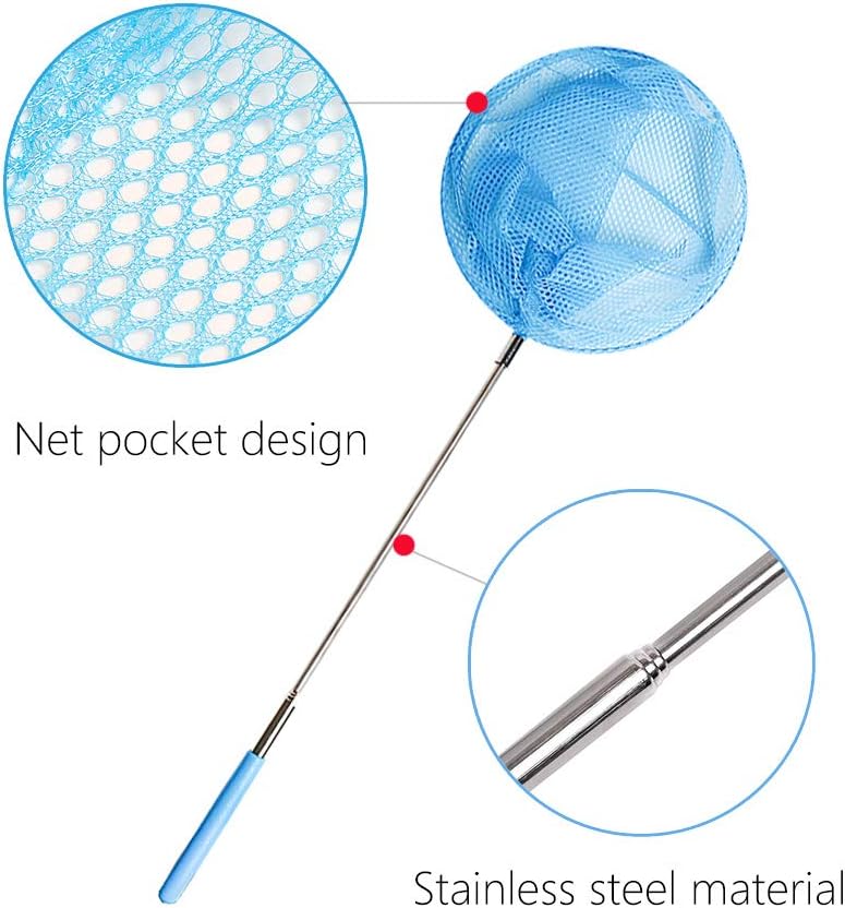 Skrtuan Kids Telescopic Butterfly Fishing Nets Great for Catching Insect Net Perfect Outdoor Tools for Catching Bugs Fish Insect Ladybird, Extendable 34 Inches and Anti Slip Grip (5 Pack)